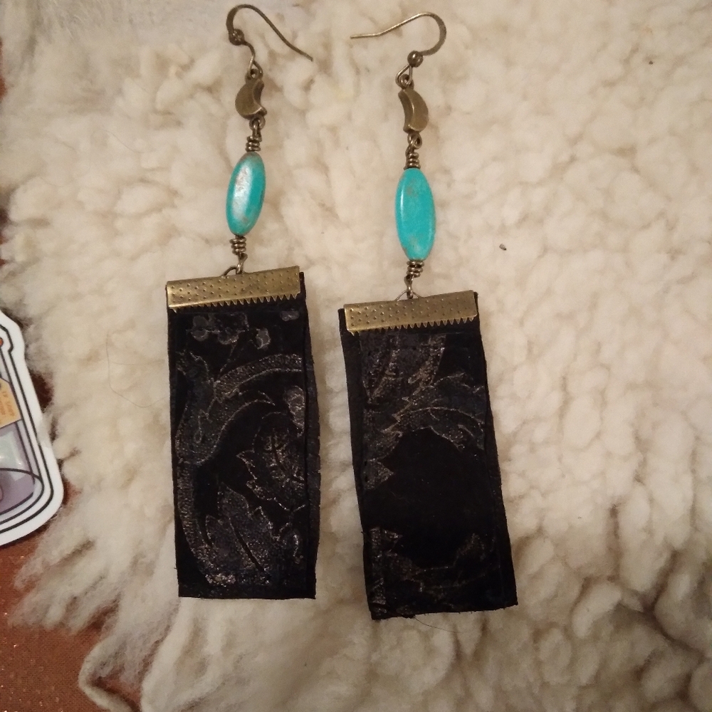 Black and Turquoise Dangle Earrings